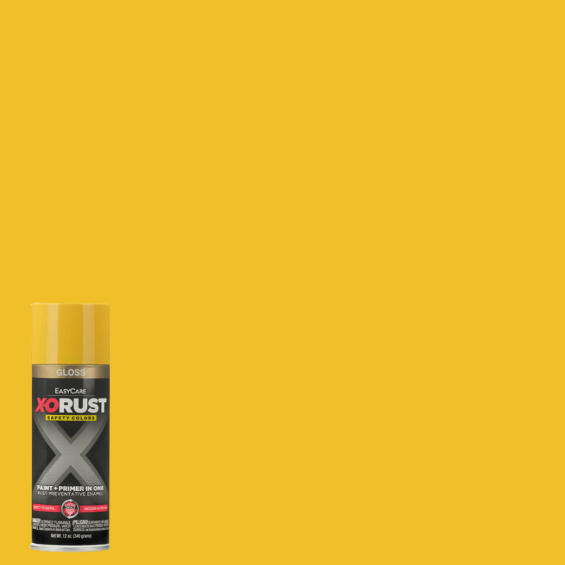 X-O RUST Anti-Rust Safety Yellow Gloss Enamel Spray Paint & Primer 12 oz. | Gilford Hardware 